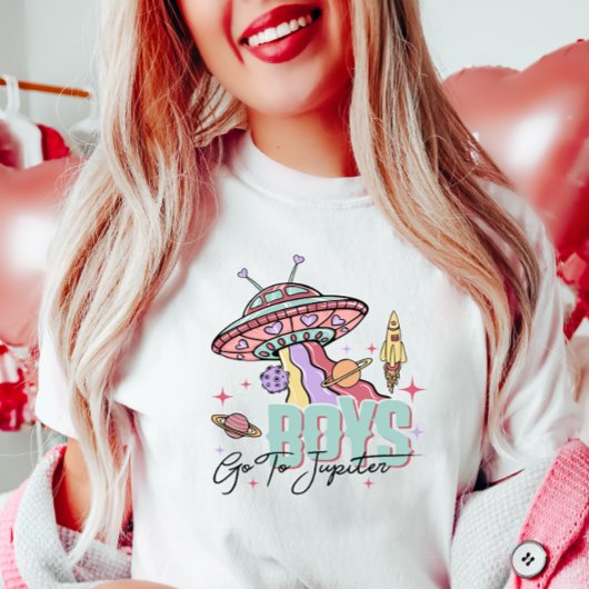おもしろいバレンタインシャツ、男の子は木星に行く Tシャツ