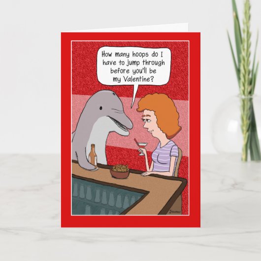 おもしろいバレンタインデーのカード:イルカのバー シーズンカード (正面)