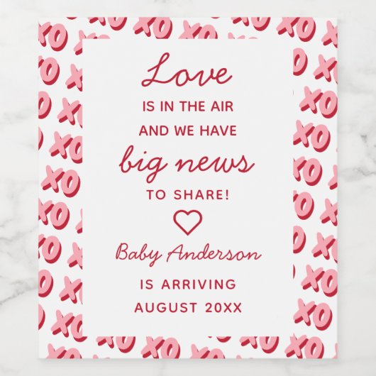 おもしろいバレンタインデー家族の妊娠の発表 ワインラベル (シングルラベル)