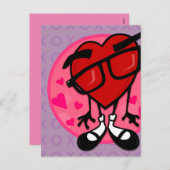 おもしろいバレンタインデー赤いハート紫はがき シーズンポストカード (正面/裏面)