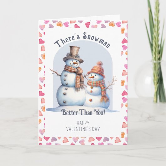 おもしろいバレンタインデー雪だるまお前より シーズンカード (正面)