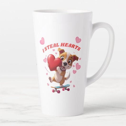 おもしろいバレンタインデー – かわいモダンい&ユーモアのある カフェラテマグ (右)