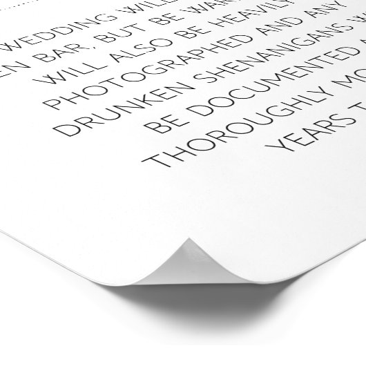 おもしろいバーの結婚標識を開く ポスター (角)