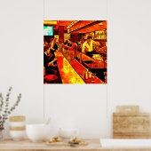 おもしろいバーシーン | Bartenderと顧客 ポスター (キッチン)