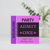 おもしろいバースデーパーティーガールズトゥイ10代のンズパープル 招待状 (スタンド正面)