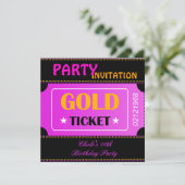 おもしろいバースデーパーティーガールズトゥイ10代のンズホットピンク 招待状 (スタンド正面)