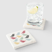 おもしろいバーズデンマークモダンレトロカラフルミッドセンチュリー ストーンコースター (横)