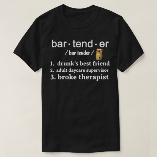 おもしろいバーテンダー定義ノベルティ Tシャツ (デザイン正面)