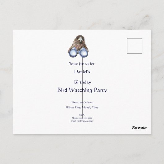 おもしろいバードウォッチング引用文プンホーク双眼鏡 ポストカード (裏面)
