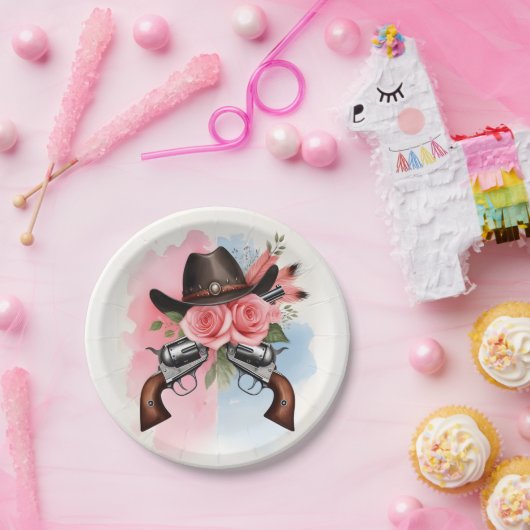 おもしろいバーンハットファームフィルムウサカウボーイジェンダーリビール ペーパープレート (パーティー)