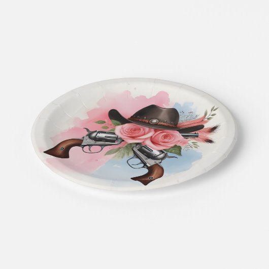 おもしろいバーンハットファームフィルムウサカウボーイジェンダーリビール ペーパープレート (アングル)