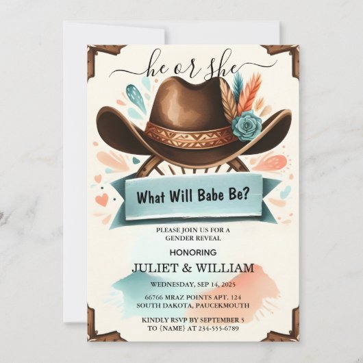 おもしろいバーンハットファームフィルムUsaカウボーイジェンダーの表示 招待状 (正面)