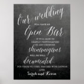 おもしろいバー結婚標識を開く |名パーソナライズされた前 ポスター (正面)