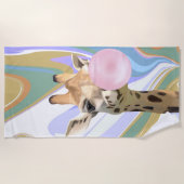 おもしろいバ吹ブルガムのキリン液スワールブルー ビーチタオル (正面)