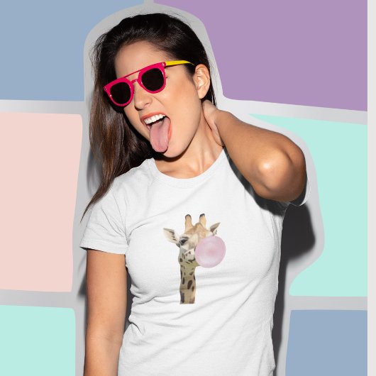 おもしろいバ吹ブルガム・キリン Tシャツ