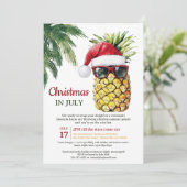 おもしろいパイナップルサンタクリスマス7月の夏パーティー 招待状 (スタンド正面)