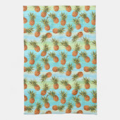 おもしろいパイナップルフルーツパタン水彩画ストライプ画 キッチンタオル (縦)