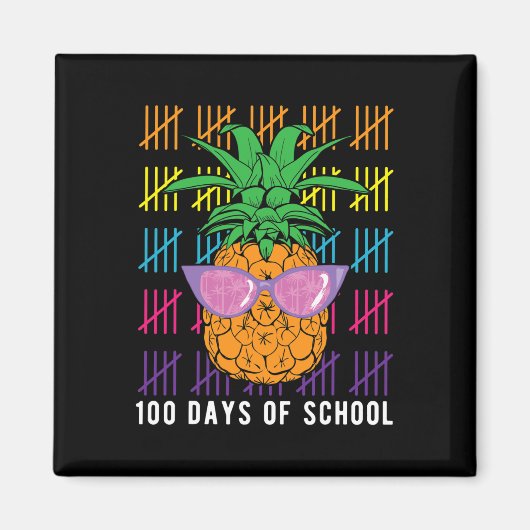 おもしろいパイナップル100日の学校先生とスタッド マグネット (正面)