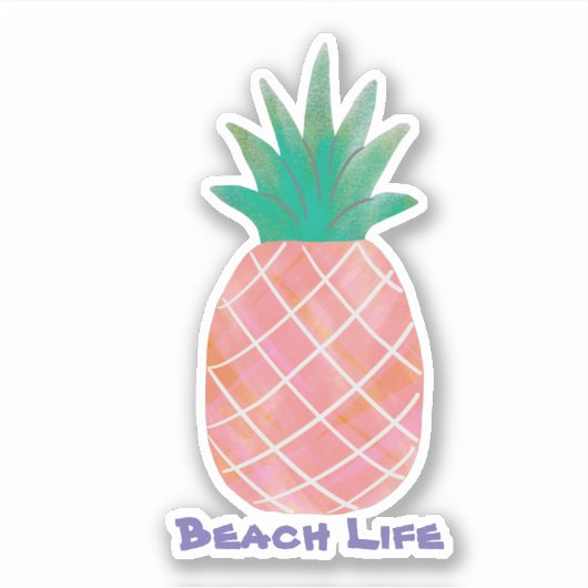 おもしろいパイナップル&ビーチライフビニールカットシール シール (正面)