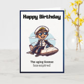 おもしろいパイロットハッピーバースデー挨拶 カード (黄色い花)