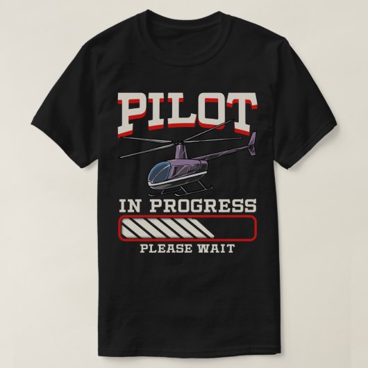 おもしろいパイロット中ヘリコプター待って Tシャツ (デザイン正面)