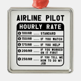 おもしろいパイロット時給 メタルオーナメント