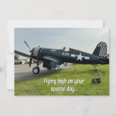 おもしろいパイロット誕生日ヴィンテージ飛行機写真 カード (正面)