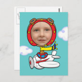 おもしろいパイロット顔テンプレート ポストカード (正面/裏面)