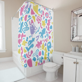 おもしろいパステルカラフル鮮やか形状 シャワーカーテン