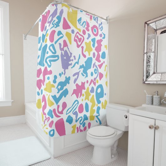 おもしろいパステルカラフル鮮やか形状 シャワーカーテン (インサイチュ)