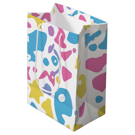 おもしろいパステルカラフル鮮やか形状 ミディアムペーパーバッグ (正面アングル)