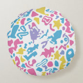 おもしろいパステルカラフル鮮やか形状 ラウンドクッション (裏面)