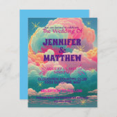 おもしろいパステルコットンキャンディクラウド結婚式招待状 招待状 (正面/裏面)