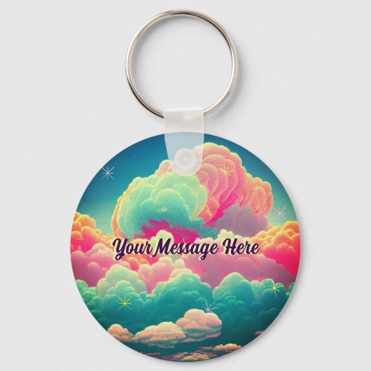 おもしろいパステルコットンキャンディクラウド キーホルダー (正面)