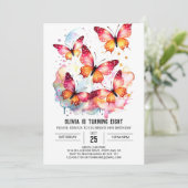 おもしろいパステルバタフライガール誕生日 招待状 (スタンド正面)