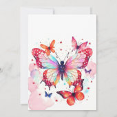 おもしろいパステルバタフライガール誕生日 招待状 (裏面)