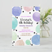 おもしろいパステルパーティーバルーン誕生祝い 招待状 (スタンド正面)