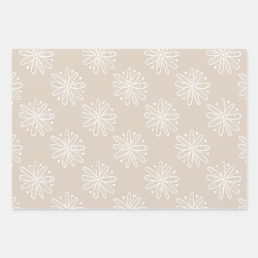 おもしろいパステルフローラモダンブルータウペイエロー ラッピングペーパーシート (正面3)