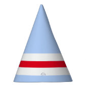 おもしろいパステルブルーブライトレッドホワイトレーシングストライプズ パーティーハット (右)