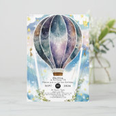 おもしろいパステルホットエアバルーン誕生日 招待状 (スタンド正面)