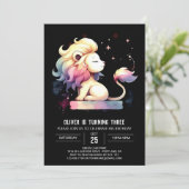 おもしろいパステルライオン誕生日 招待状 (スタンド正面)