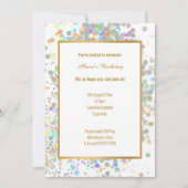 おもしろいパステルレインボーホワイトホログラフィックスポット誕生日 招待状 (正面)