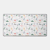 おもしろいパステル恐竜のシーンパターン デスクマット (正面)