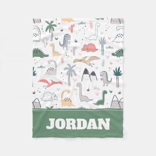 おもしろいパステル恐竜のシーンパターン フリースブランケット (正面)