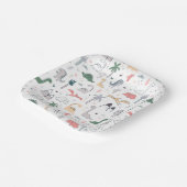 おもしろいパステル恐竜のシーンパターン ペーパープレート (傾斜あり)