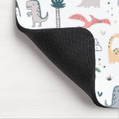 おもしろいパステル恐竜のシーンパターン マウスパッド (コーナー)