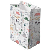 おもしろいパステル恐竜のシーンパターン ミディアムペーパーバッグ (裏面アングル)