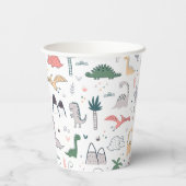 おもしろいパステル恐竜のシーンパターン 紙コップ (裏面)