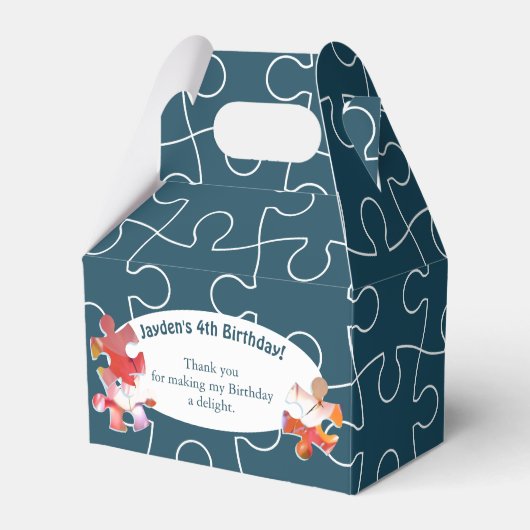 おもしろいパズルバルーン4th誕生日パーティー フェイバーボックス (正面サイド)
