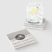 おもしろいパターン（の模様が）あるモノグラム白芸術的 ストーンコースター (横)